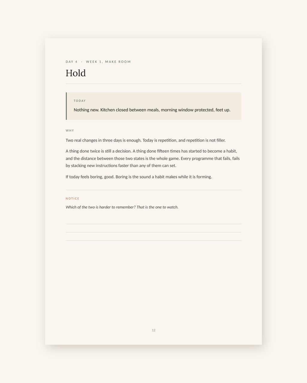 Sample day page from the programme