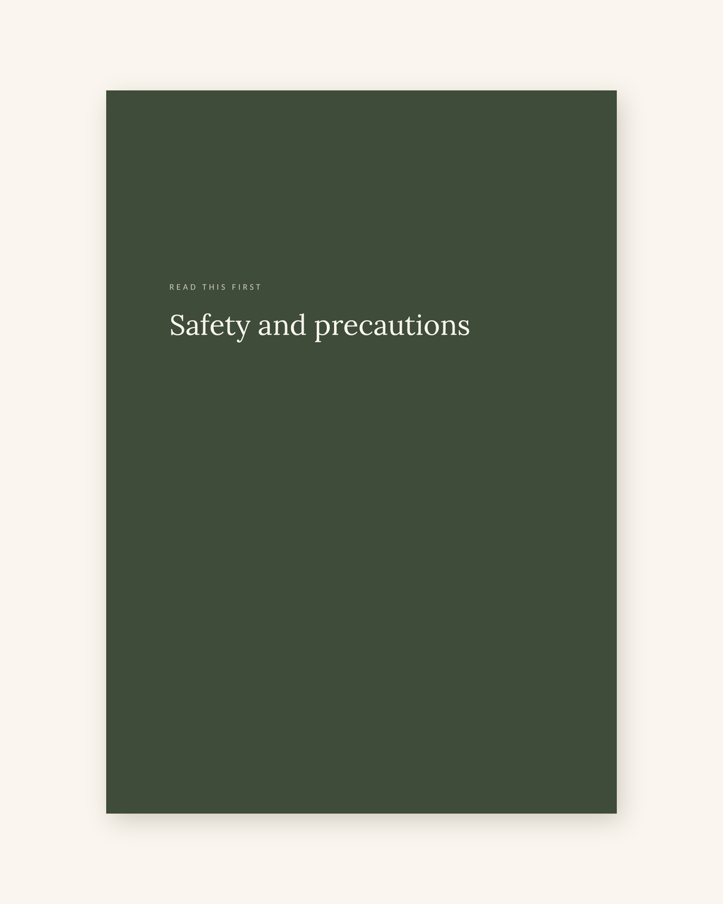 The safety and precautions section