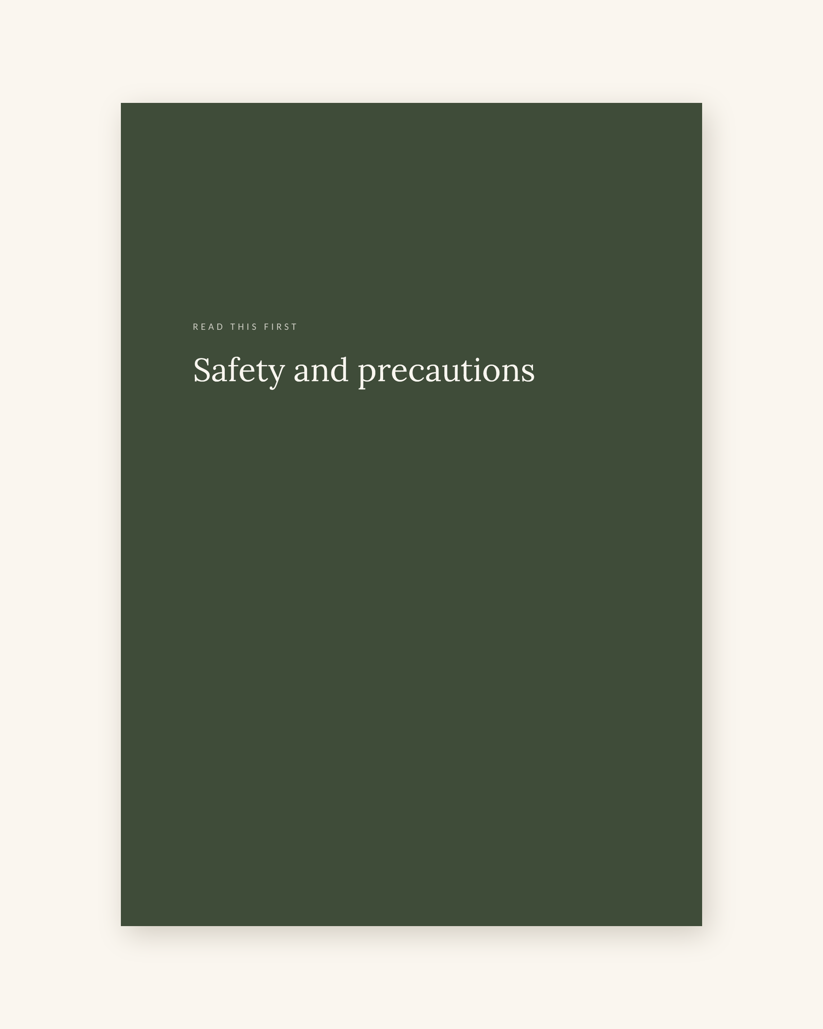 The safety and precautions section